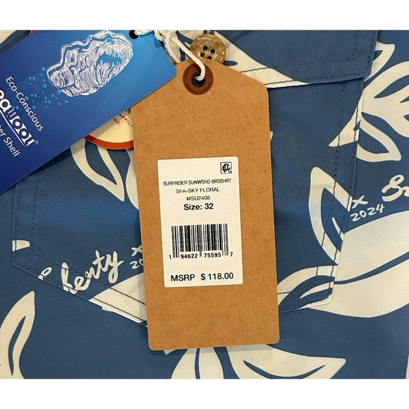 Faherty Men's Surfrider Sunwashed 7" Boardshort - Sky Floral, Size 32, New - Picture 5 of 8